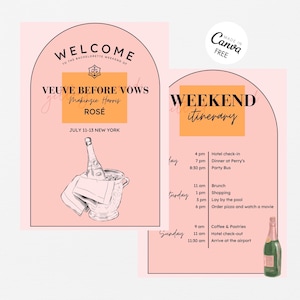 Canva Free - Bachelorette Weekend Invitation | Veuve Before Vows Modern Digital Invite | Template | Fully Editable