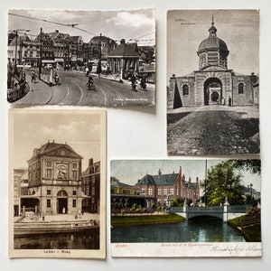 45 cartes postales anciennes de Leyde datant de 1903, collection d'antiquités des Pays-Bas et d'Europe