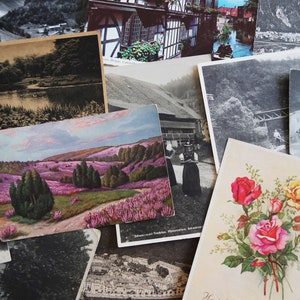 20 unbenutzte leere Vintage-Postkarten von 1900 bis 1960 für Scrapbooking, Hochzeitsgästebücher, Basteln, Schenken, Junk Journaling, Verlobungen