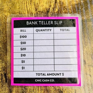 Kassenbeleg | Cash Pannenbeleg für bequemes Bargeldabheben | Budget- & Bargeldumschlag-System (Fuscia)