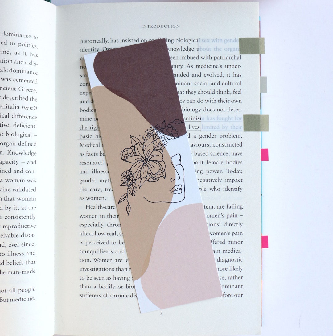 Single Line Drawing Bookmark | RECYCLED PAPER Bookmark, Boho Aesthetic ...