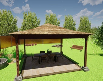 Eastern Styled Gazebo Plans 16x16 (Digital Download)