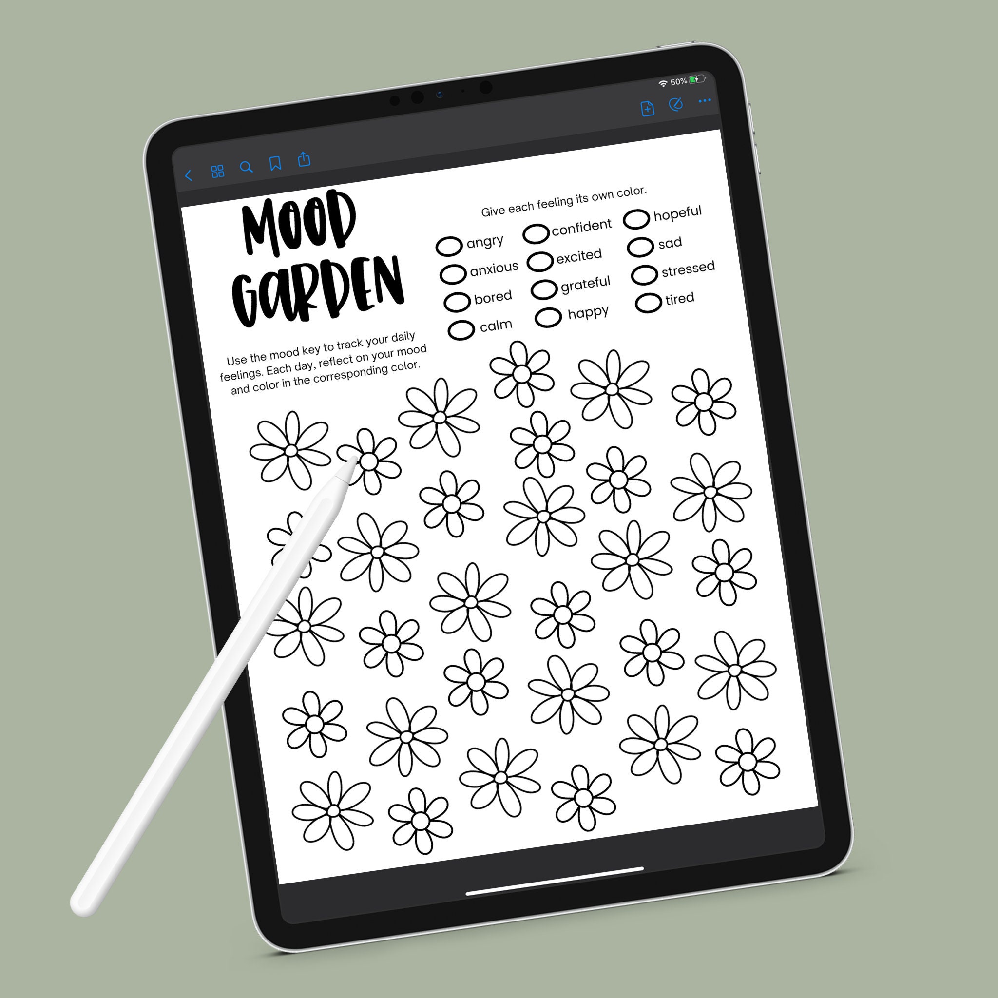 Mood Garden Tracker Coloring Page - Etsy