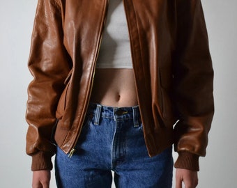 Womens Brown Ralph Lauren Style Leather Jacket