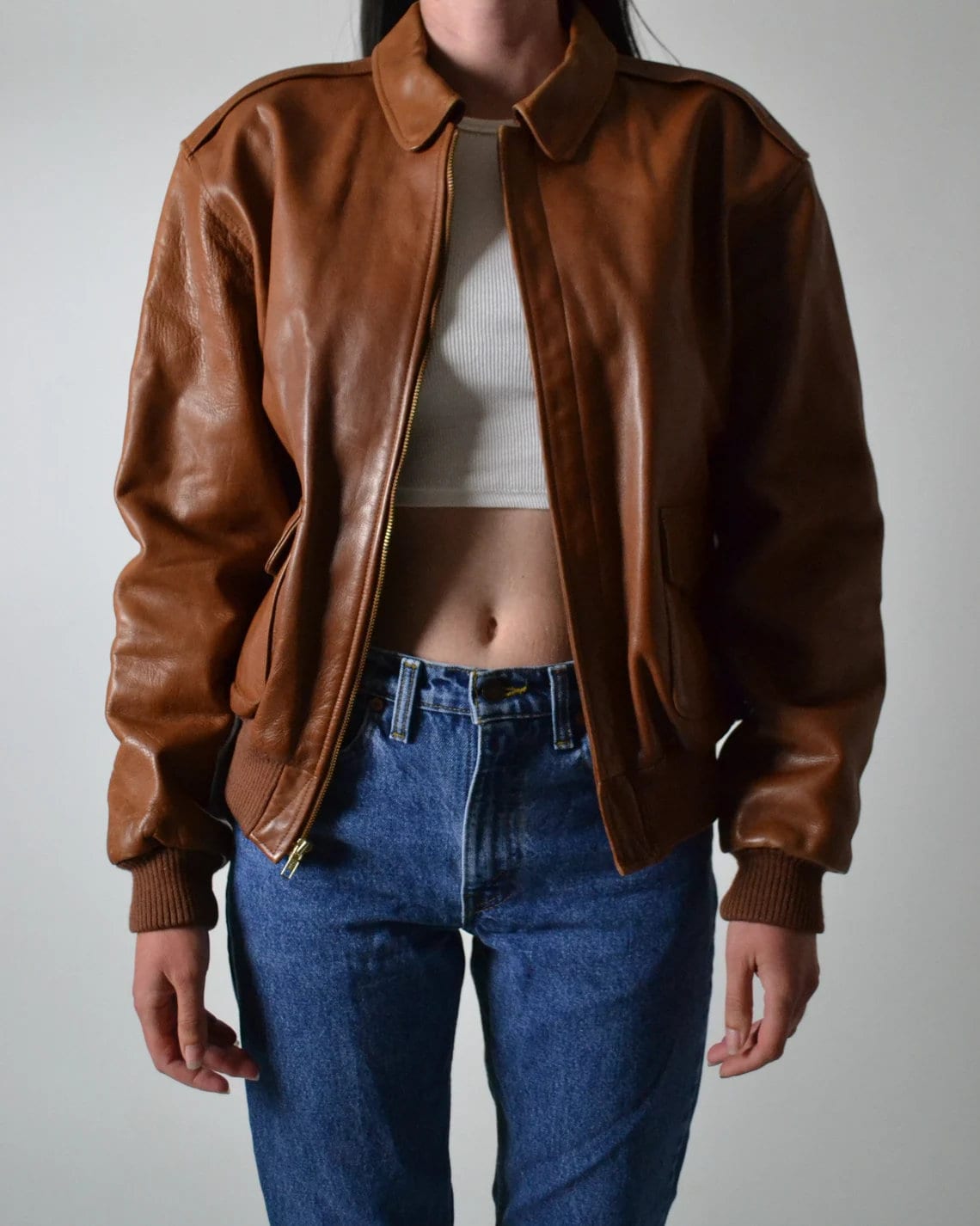 Womens Brown Ralph Lauren Style Leather Jacket - Etsy