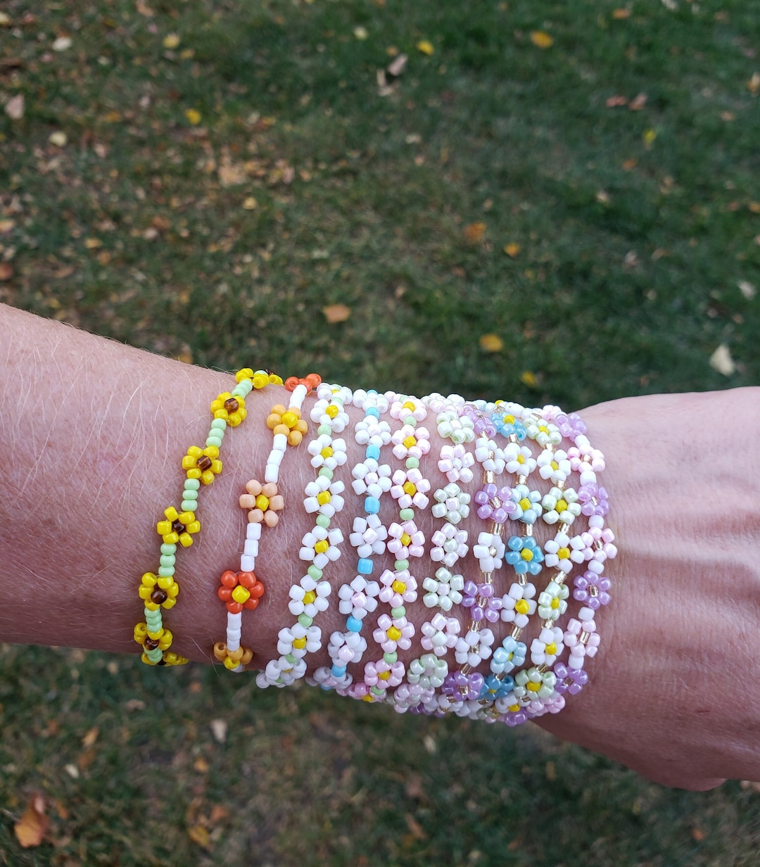 Beaded Flower Bracelets Etsy