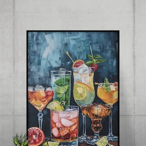 ART PRINT Cocktail Wall Art, Bar Cart Art, Kitchen Poster, Printable Art, Vintage Poster, Whimsical Wall Art, Modern Mid Century Art Print