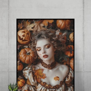 STAMPA D'ARTE Donna rinascimentale di Halloween, Arte eclettica, Arte alterata, Arte stampabile, Arte della parete stravagante, Ritratto di una donna, Poster vintage