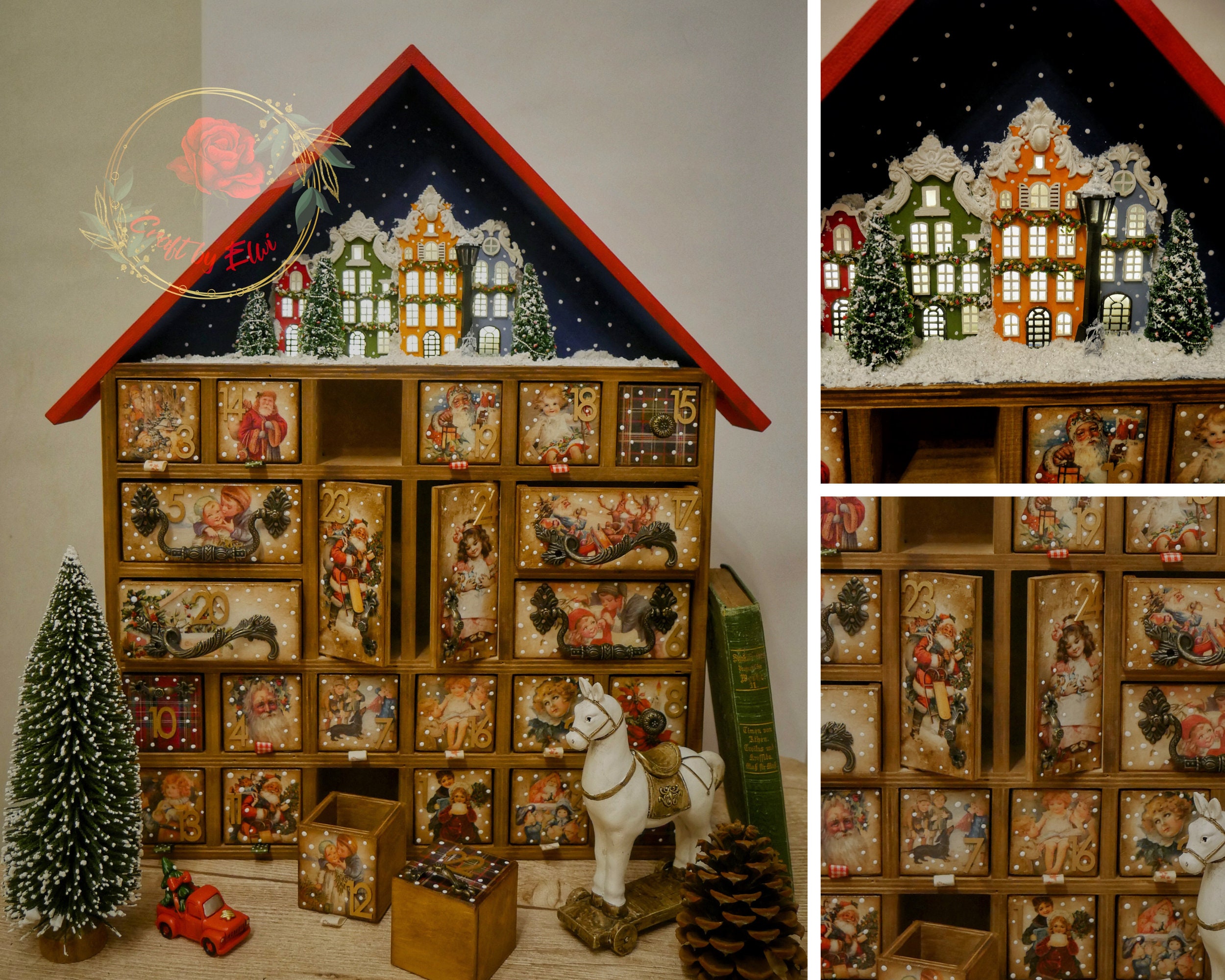 Advent Calendar House With Drawersphoto Props Vintage Holiday - Etsy