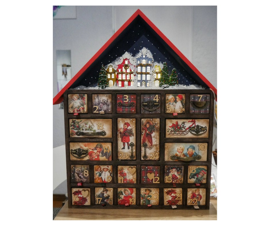 Advent Calendar Woodadvent Calendar Vintage - Etsy Advent Calendar Woodadvent Calendar Vintage - Etsy