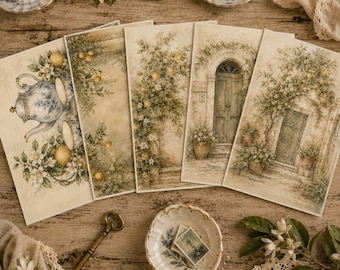 Vintage Watercolor Tea & Lemon Graphics Set (37 Images) – Decoupage, Scrapbooking (Digital Download)