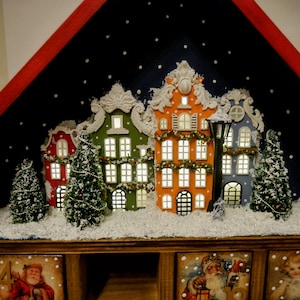 Custom Advent Calendar House With Drawers photo Props Vintage Holiday Custom Advent Calendar House With Drawers photo Props Vintage Holiday