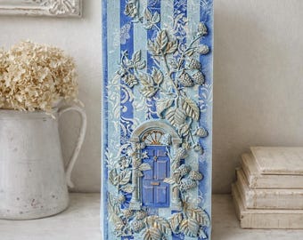 Fairy door Home Wall Decoration Lavender Joyful Panel With Raspberries Handmade Hanging Ornament Stripes