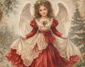 Digital Printable Christmas Pictures Set of 24  Sheets, Nutcracker ang Angels mix