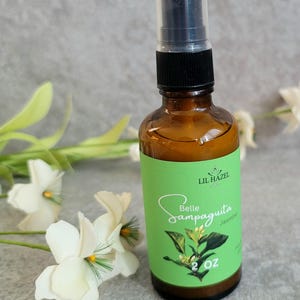 Belle- Sampaguita scent (Jasmine), Room & Linen Spray, 2 OZ glass amber bottle, Fine Mist, Best Seller scent, Floral