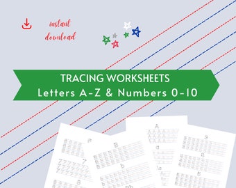 Instant Download & Print Tracing Worksheets Alphabet and Numbers Practice