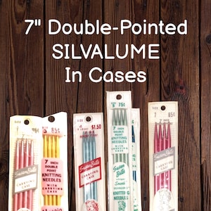 NOWE zabytkowe druty dziewiarskie Susan Bates 7" Double Point SILVALUME ~ NoS Wyprodukowano w USA ~ Marcia Lynn 11107 21107 182 fv