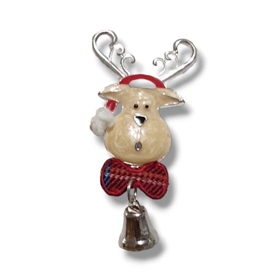 Large Vtg Christmas Reindeer Pin/Pendant /Ornamen… - image 2