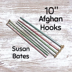 Zabytkowy szydełkowy szydełko AFGHAN SILVALUME 10": Susan Bates i Marcia Lynn InLine ~ USA Używany In-Line ~ Zdezynfekowany!
