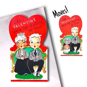 Jaren 1950 GROTE, ongebruikte Valentijnsdagkaart ~ 7" ~ blanco ~ vintage senior koppel ~ envelop!