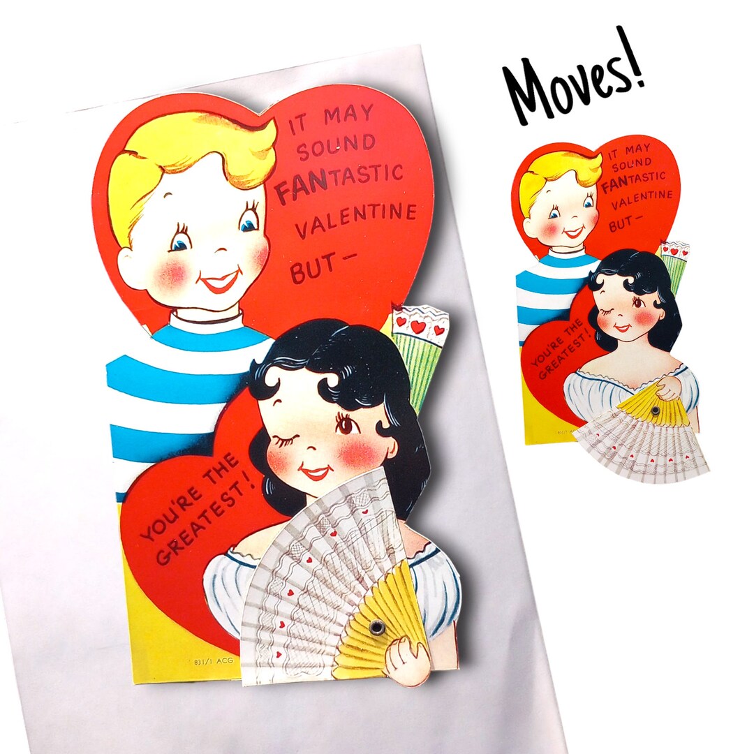 1950s Large Moveable Unused Valentine's Card ~ 7" Blank ~ Vintage ...