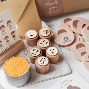 Exklusives original kinder emotionales Wahrnehmungsbrettspiel selbstgemachter Spielteig Stempel Karte Geschenkbox