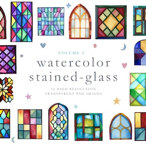 Vitral em aquarela, clipart, clip art, clipart de vitral, janela de igreja, vitral, png transparente, uso comercial