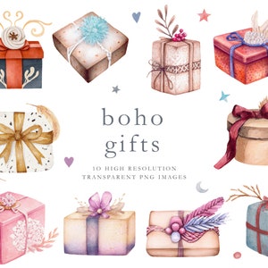 Boho Geschenke Clipart, Boho Geschenk Clipart, Weihnachtsgeschenk Clipart, Weihnachtsgeschenk Clipart, Weihnachten, Weihnachten, verziert, verschnörgelt, DOWNLOAD