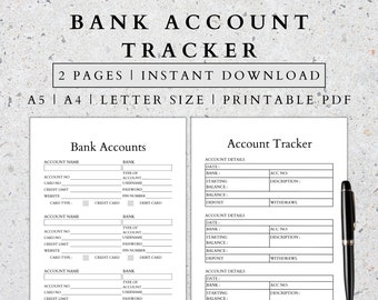 Business Bank Account Tracker: Printable PDF Planner (A4, A5, Letter)