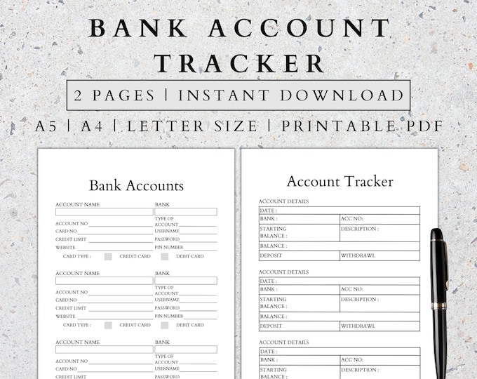 Bank Account Tracker Business Planner PDF Bookkeeping for Small ...