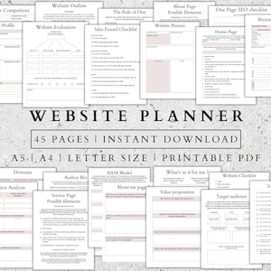 Printable Website Planner Online Business Website Guide Small Business Tools Digital Branding Planner Website Launch Plan A5, A4 letter size
