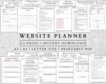 Printable Website Planner: Online Business Branding Guide (A5, A4, Letter Size) (Digital Download)