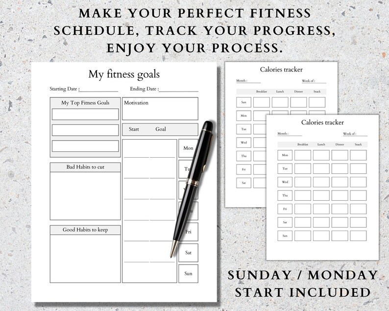 Fitness Planner Bundle: Workout Tracker, Health & Weight Loss (PDF) image 3