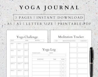 Yoga Journal Printable: Routine Planner, Wellness Tracker (PDF)