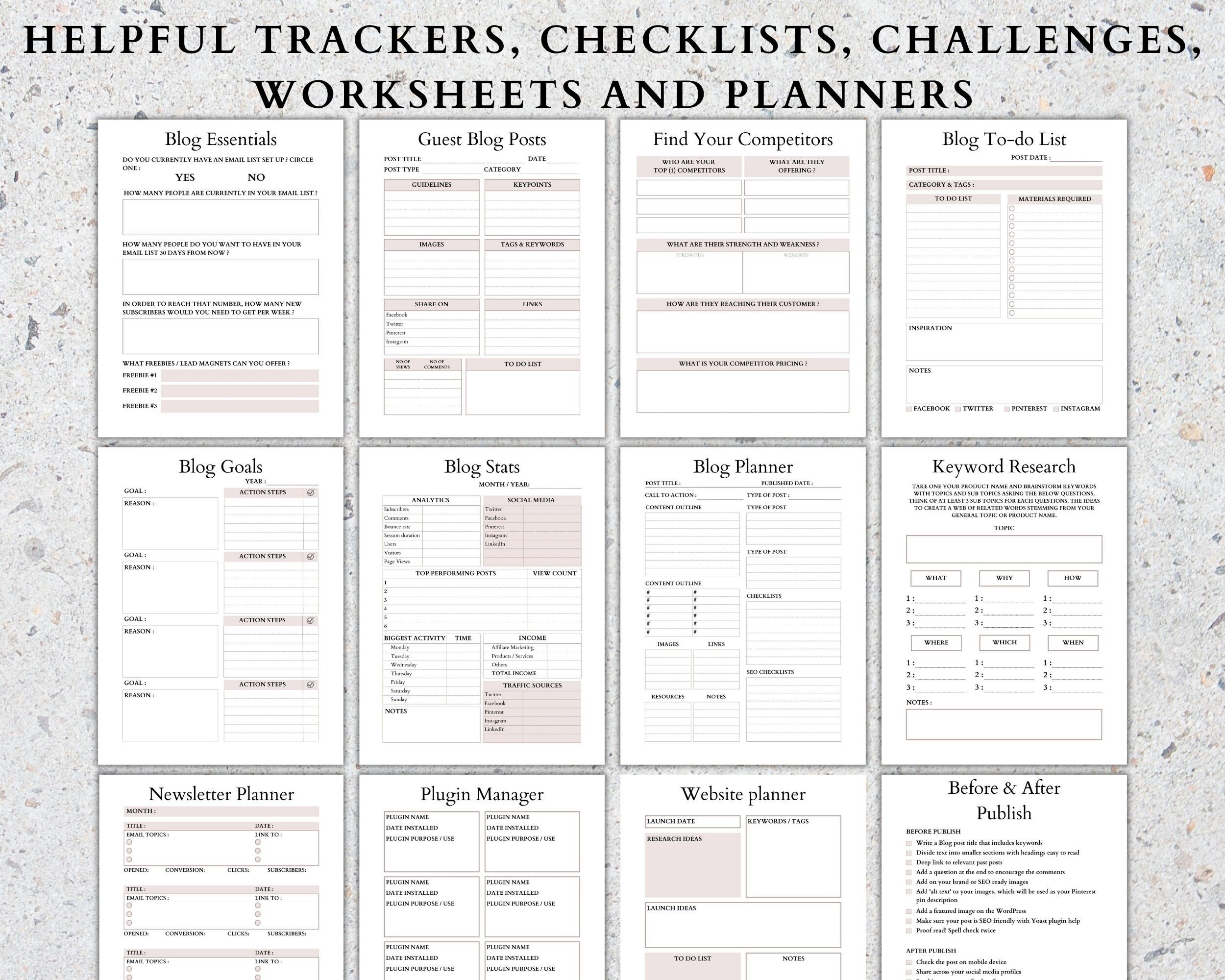 Blog Planner PDF Printable Website Planner Digital Blogging Planner ...