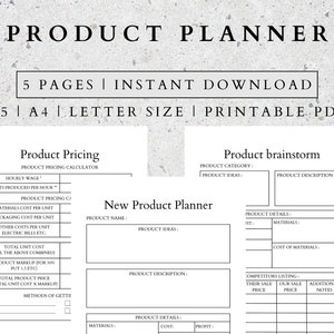 Printable Product Planner Pages | Product Price Calculator | Digital Business Planner | Product Organizer Kit | Pricing Worksheet PDF A5, A4