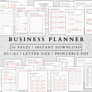 Paquete de planificadores de negocios imprimibles Plantillas de productos y redes sociales Finanzas Pequeñas empresas Clientes comerciales Seguimiento de proyectos PDF Tamaño A5, A4