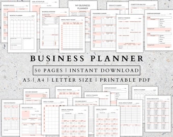 Printable Business Planner Bundle Product and Social Media Templates Finance Small Business Business Client Project Trackers PDF A5, A4 size