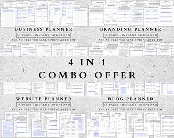 Printable Business Planner Bundle: Branding, Website, Blog (A5, A4, Letter Size) (PDF Digital Download)