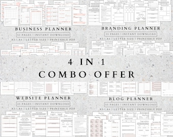 Printable Business Planner Bundle: Branding, Website, Blog (A5, A4, Letter Size) (PDF Digital)