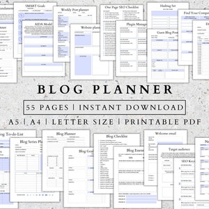 Blog Planner Printable: Website Content Schedule, Goal Tracker (A5/A4/Letter PDF)