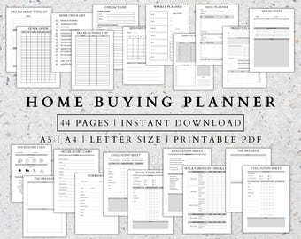 Home Buying Planner | 45-Page Checklist & Budget (PDF Printable A5/A4/Letter Size)
