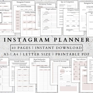 Instagram Planner Digital Social Media Plan Business Marketing Content Planner PDF Marketing Planner Printable Instagram Tracker Online plan