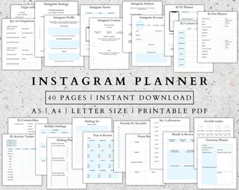 Instagram Planner: Social Media Marketing, Content Tracker (PDF)