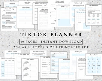 TikTok Planner: Social Media Tracker, Marketing Trends (Printable PDF)