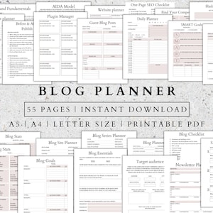 Blog Planner PDF Printable Website Planner Digital Blogging Planner Pages Monthly Content Schedule Goal Tracker To-Do List A5 A4 letter size