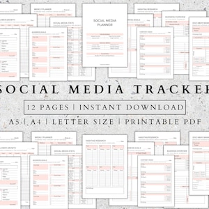 Social Media Planner Printable: Marketing, Content, Follower Tracker (A5 A4)