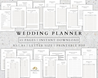 Hochzeitsplaner Printable | Druckbare Hochzeits-Planer Seiten | Hochzeitsplan-Bundle | Hochzeitsplanerbuch | Hochzeitsplaner, PDF, A4,A5, 2026