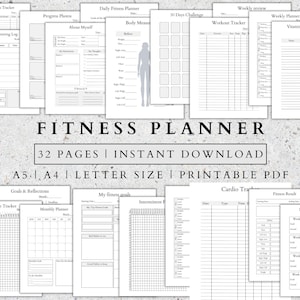 Fitness Planner Bundle: Workout Tracker, Health & Weight Loss (PDF)
