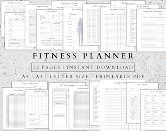 Fitness Planner Bundle: Workout Tracker, Health & Weight Loss (PDF)